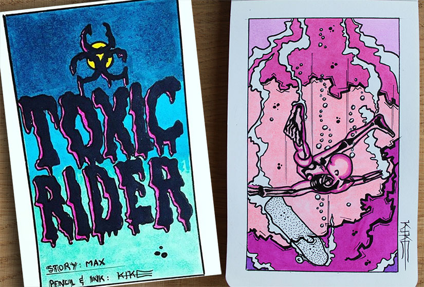 Kike Koletadeth skate e ilustracion Toxic Rider